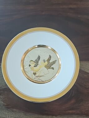 Vintage Japan Art of Chokin Duck Design Plate